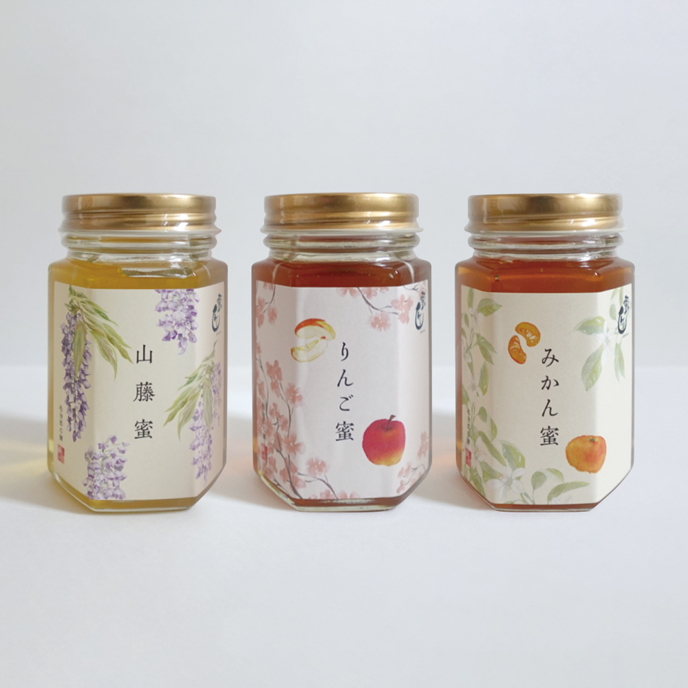蜜匠 国産 山藤・りんご・みかん  180g×3本 セット ハニースプーン付き ギフト箱入り