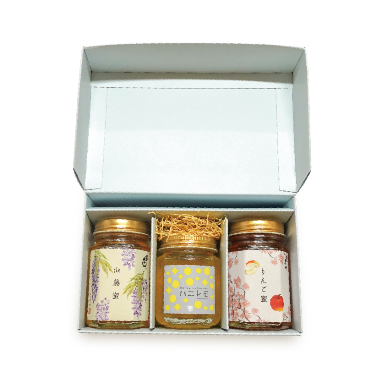 蜜匠 国産 山藤・りんご 各180g・ハニレモ 150g  3本セット ギフト箱入り